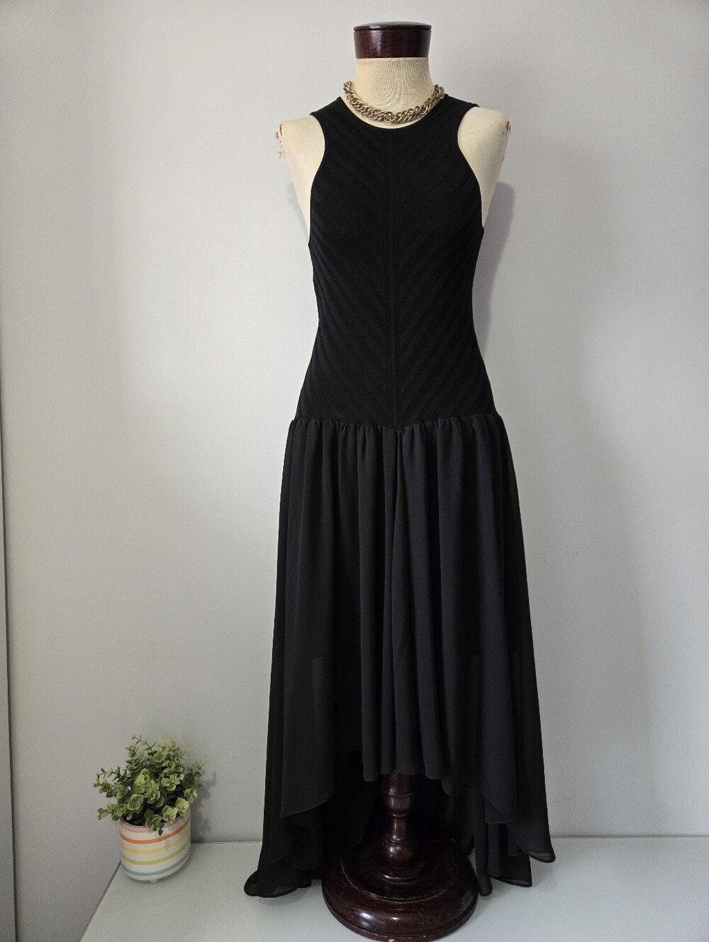 Torn By Ronnie Kobo Black Sleeveless High-Low Maxi Dress. Size Small